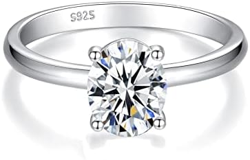 IMOLOVE Moissanite Oval Engagement Rings for Women 1.5CT Oval Ring Sterling Silver 18K White Gold Plated Solitaire Engagement Ring Promise Ring Wedding Ring for Her-60