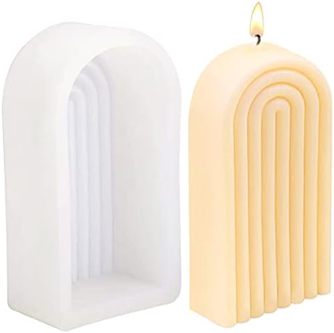 Rainbow Arch Candle Mold, Striped U-Shaped Silicone Mold, Abstract Architectural Resin Moulds for Soap Tray, Handmade Candle, Lotion Bar, Bath Bomb, Cake Home Decoration (4 Ring)