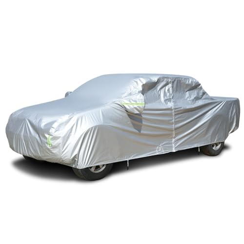 Image of Tecoom Truck Cover Waterproof All Weather,Breathable Light Shell Full Exterior Covers with Door Zipper /Lock,Waterproof UV Dust Protection Truck Covers Universal Fit Chevy Silverado(Length Up to 252 inch)