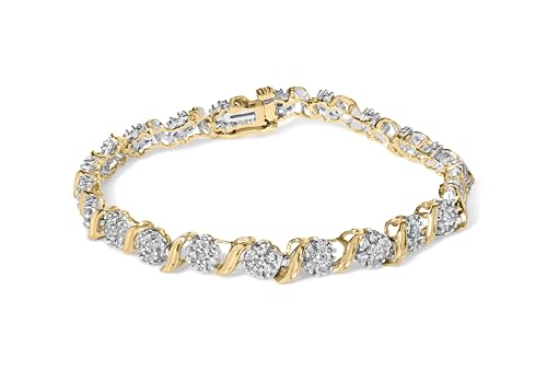 Haus of Brilliance 10K Yellow Gold 2.00 Cttw Round Cut Diamond 'S' Cluster Bracelet (J-K Color, I1-I2 Clarity)