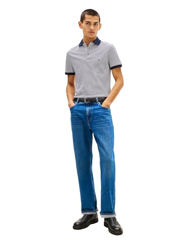 Image of Tommy Hilfiger Men's Short Sleeve Polo Shirts in Slim Fit with Stretch and Organic Pique Cotton