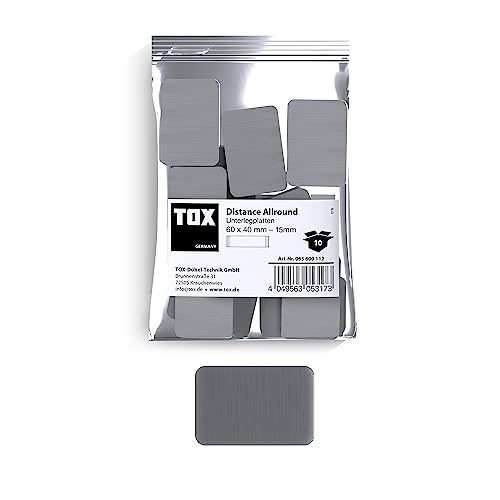 TOX Distance Allround Unterlegplatten, Ausgleichsplatten aus Kunststoff, belastbar bis 5 Tonnen, Polypropylen, 60 x 40 x 15 mm, 1 Beutel, 10 Stk., 065600112