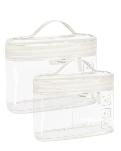 BAGSMART TSA Approved Toiletry Bag, 2 Pack Clear Makeup Cosmetic Bag Organizer, Quart Size Travel Bag for Toiletries, Carry-on Travel Accessories Essentials, Green-2pcs