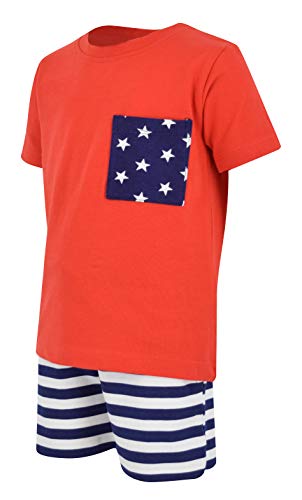 Image of Boys 2pc Shorts Set Outfit Short Sleeve Shirt with Classic Applique Print and Shorts