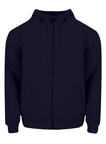 Fitscloth Full Zip Hoodie Jacket - 80/20 Cotton Blend Fleece Midweight Long Sleeve Hooded Zipper Sweatshirt Casual Sweater FHZ03 Navy 3XL