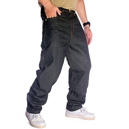 Men's Baggy Jeans Y2k Loose Fit Balck Embroidery Skater Jeans Hip Hop Denim Pants Trousers3