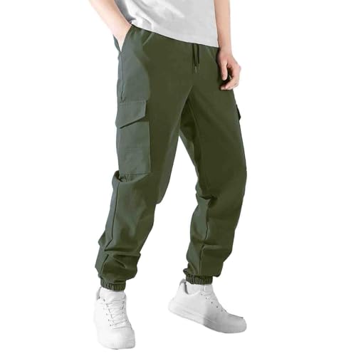 WENKOMG1 Techwear Cargo Pants for Men - Outdoor Hiking Tactical Military Work Pants with Pockets Cargos Golf Travel Pant Men Man Clothes Fashion Pantalones Hombre (XL - Army Green)