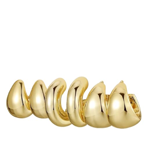 Combo Of Gold Chunky Hoop Earrings for Women | Fancy Korean Anti-Tarnish, Lightweight Dainty |Trendy Gold-Plated Earrings for Office, Everyday & Casual Looks