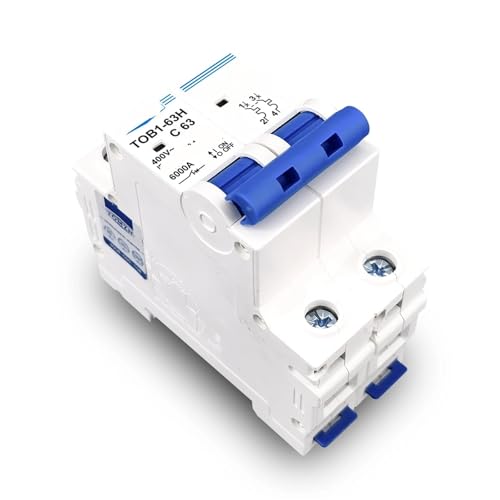 Disyuntor de CA de 2 polos y 63A para control de cortocircuitos en carril DIN 5