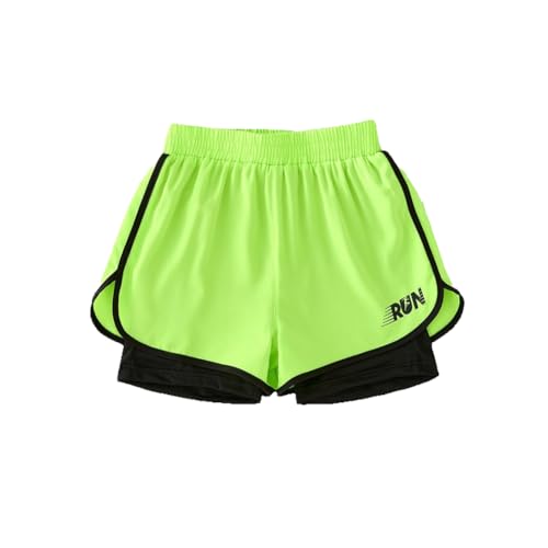 Generic - Short de course 2 en 1 pour garçons - Extensible - Léger - Séchage rapide, Vert, 7-8 ans