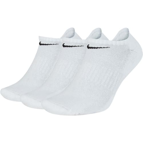 Nike Everyday Cushioned No-Show Athletic Training Casual Socks - 3 Pack (US Alpha Large Regular Regular White)