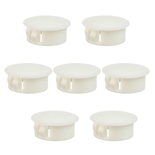 Image of Heyiarbeit 50pcs Hole Plugs 4 /5 inch / 20mm Nylon Plastic Round Snap in Type Locking Hole Tube Furniture Fencing Post Pipe Insert End Caps White Tone