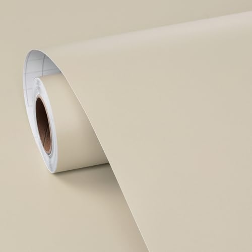 FunStick Taupe Beige Wallpaper Peel and Stick Beige Contact Paper for Cabinets Drawers Countertops Kitchen Vinyl Wrap for Cabinet Wallpaper Waterproof Self Adhesive Wall Paper for Bedroom Walls40CMx2M by FunStick - Image 8