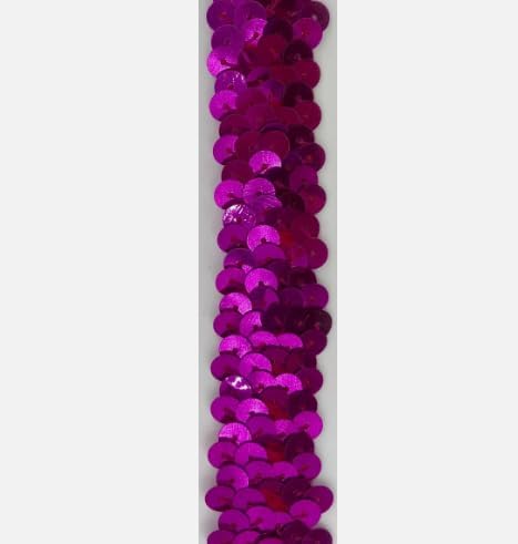 1 Pcs Fuchsia 7/8 Inch 2 Row Stretch Sequin Trim for Decorative 12 Yards - Rk8