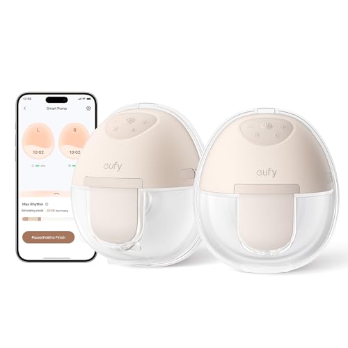 eufy Wearable Breast Pump E10, Hands-Free Electric Breast Pump with App Control, Personalized Smart Rhythm, Hospital Grade Suction for More Milk, Portable,17mm - 24mm Flanges, Leak-Proof & Ultra-Quiet