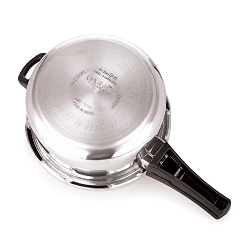 Image of Polo Plus Vintage Elite Stainless Steel Tri-Ply bottom Induction Friendly Pressure Cooker 5 Litres, Silver