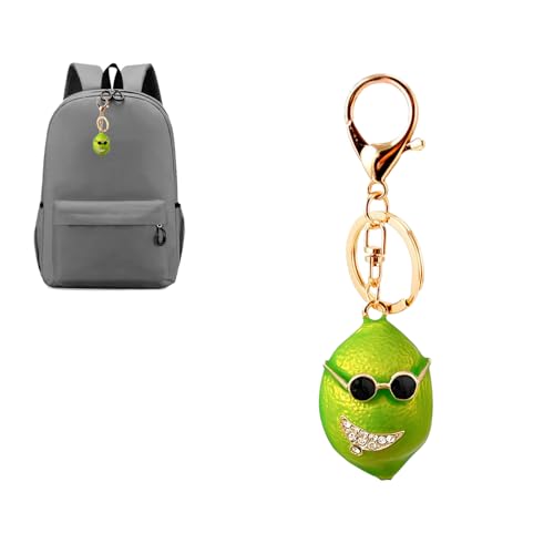 Porte-clés citron en strass et breloque de sac à main tendance pour femme