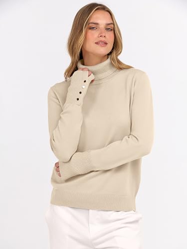 ANRABESS Turtleneck Sweaters for Women Long Sleeve Tops, Parchment, XS — view 2