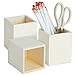 3 Pack Unfinished Wood Pencil Holder Cups for Office - Pen Accessories Organizer and Storage for Classroom Desk (3 x 3 x 3.5 in)