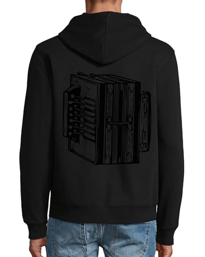 Sweat à capuche coton sweat-shirt zippé noir homme femme accordéon