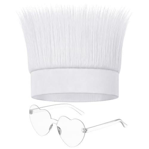 Image of White Spirit Wear Accessories, Wigs and Heart Glasses for Crazy Hair Day Team Color War Fun Halloween Costume Outfit