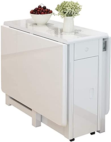 JIAChaoYi Retractable Folding Dining Table ，Simple Modern Solid Wood Furniture Small Apartment Dining Table Rectangular Computer Desk(Color:A)