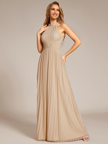 Image of Ever-Pretty Women's Glitter Halter Sleeveless Formal Dresses Evening Gowns Pleated A-line Wedding Guest Dress 41961