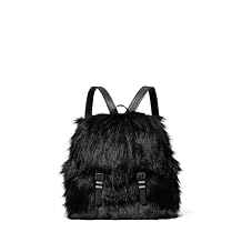Michael Kors Quinn Medium Flap Backpack, Dark Gunmetal-Tone Hardware/Shearling/Black