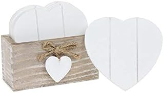 Joe Davies Set of 6 Wooden Heart Drink Coasters With Provence Grey Storage Stand