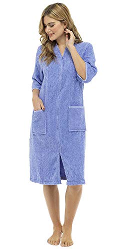 Tom Franks Ladies/Womens Cotton Terry Zip Front Dressing Gown Bathrobe Housecoat Robe ?