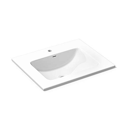 Mai & Mai Lavabo da Incasso 70X48X14cm, Lavandino Bagno Colossum02-700 da Minerale Fuso，Bianco