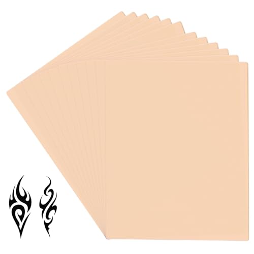 LxsNyvantic 12 Piezas Piel Sintetica Tatuaje,Silicona Reelskin,Piel De Tatuaje De Doble Cara, Piel Falsa, Adecuada Para Principiantes Y Artistas Del Tatuaje (19 Cm X 14 Cm X 0,1 Cm)