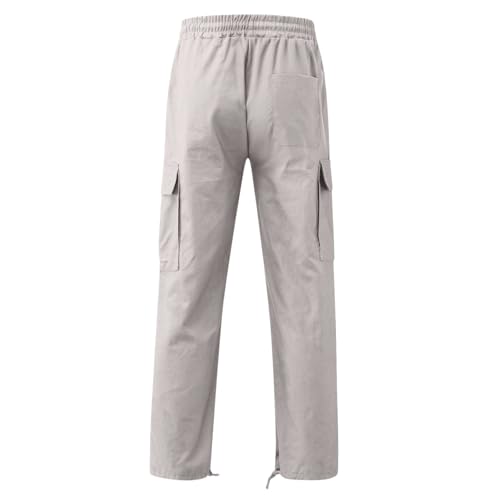 Cargo Pants Men Drawstring Straight Leg Elastic Waist Relaxed Fit Sweatpants Joggers Elastic Waist with Pockets3