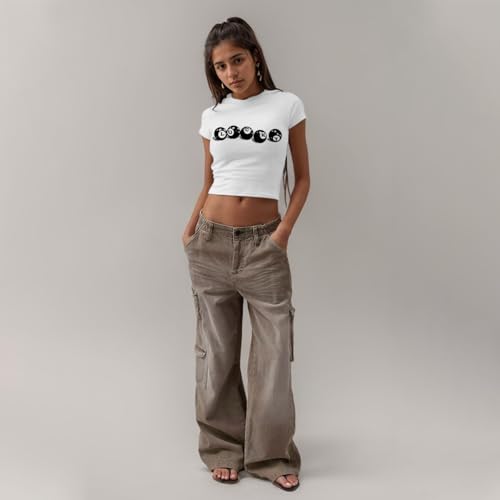 Graphic Baby Tees for Women Y2k 8-Ball Shirt Cute Crop Tops for Teen Girls Aesthetic Emo Clothes 2000s Grunge Shirts4