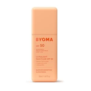 BYOMA SPF 50 Face Fluid (50ml) Ultra-Lightweight Facial Sunscreen for All Skin Tones – Luminous Glow, No White Cast – SPF Moisturiser, Strengthens Skin Barrier