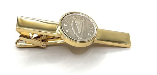 57° compleanno Fermacravatta con moneta irlandese 1968 per 57° anniversario di matrimonio, compleanno, GLD, taglia unica, placcato oro, altri tipi di chiusura