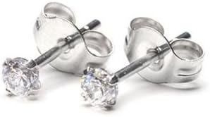 14k WHITE GOLD CZ Earrings - 2mm ROUND Cubic Zirconia Studs