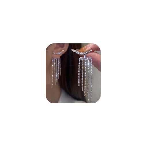 Trendy Gold Long Tassel Earrings Simple Chandelier Tassel Chain Dangle Drop Earrings Bridesmaid Wedding Party Jewelry for Women