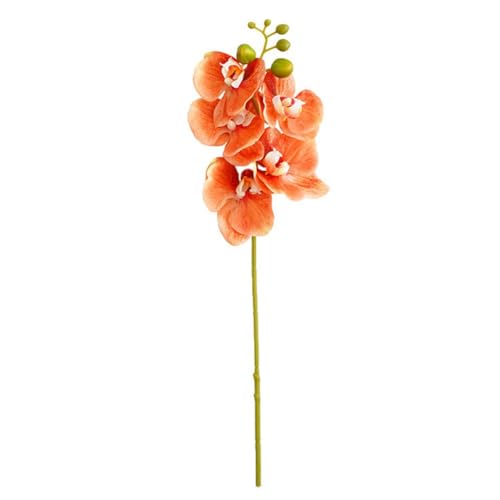 FACAIIO Ramo de orquídea artificial Phalaenopsis de color blanco/rosa claro/naranja, 17.7 pulgadas, ramo realista de PVC para decoración de eventos en interiores