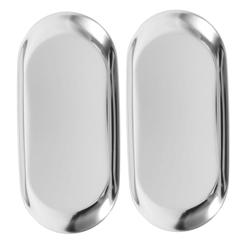 SOLUSTRE Oval Stainless Steel Tray Dining Table Centerpiece for Tip Collection Serving Bathroom Vanity Decorative Storage