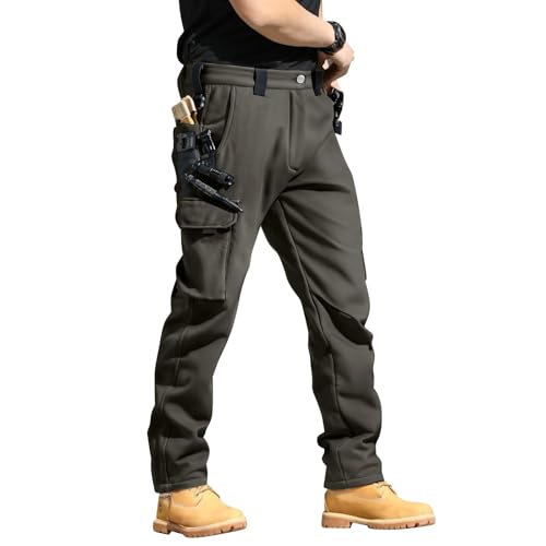 lcyhony Tactical Cargo Pants for Men Ripstop Fleece Waterproof Hunting Pants Big and Tall Flex Hiking Work Pants with Pockets