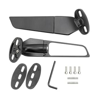 Pack of 2 Motorcycle Rear View Mirrors Exterior Mirrors Adjustable Rotatable Rear View Mirrors Universal ATV Motorcycle Wind Swivelling Wing Mirror Replacement for Ninja 250 300 400 650 H4 H2