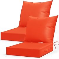 2-Pack L'AGRATY 24" x 24" Deep Seat Outdoor Chair Cushions with Backrest (Orange)