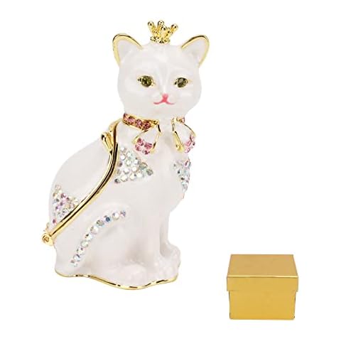 Hand Painted Cat Hinged Jewelry Box Cover