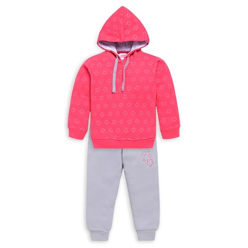 Image of LuvLap Baby Girls Full Sleeve Hooded Sweatshirt & Pyjama Set Pack of 1