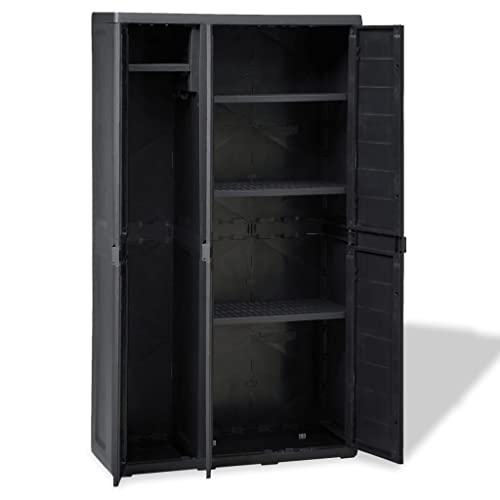 vidaXL Gartenschrank mit 4 Regalböden, für Terrasse, Balkon, Werkzeug-Organizer, Schließfach, Möbel, schwarz, 97 x 38,1 x 170,9 cm – Bild 3