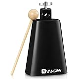 Vangoa 8 inch Metal Steel Cow Bell Noise Maker Cowbell Percussion Instrument with Handle Stick for Drumset Wedding Football Cheering Games