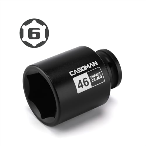 Image of CASOMAN 3 /4 inchDrive Deep Impact Socket-46mm, Jumbo Impact Socket, Metric, 6-Point, CR-MO, Black Phosphate Finish