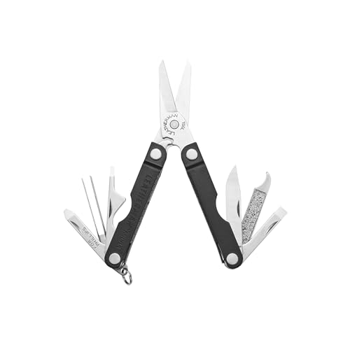 Leatherman Micra - Edelstahl-Schlüsselanhänger Multi-Tool mit Federschere und 9 Werkzeugen - Jet Black