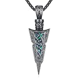 Odinstone Collier Viking Homme 925 Argent Pendentif Flèche Bijoux Amulet Noir Punk Style Collier Tiangle Inversé pour Femmes Garçons